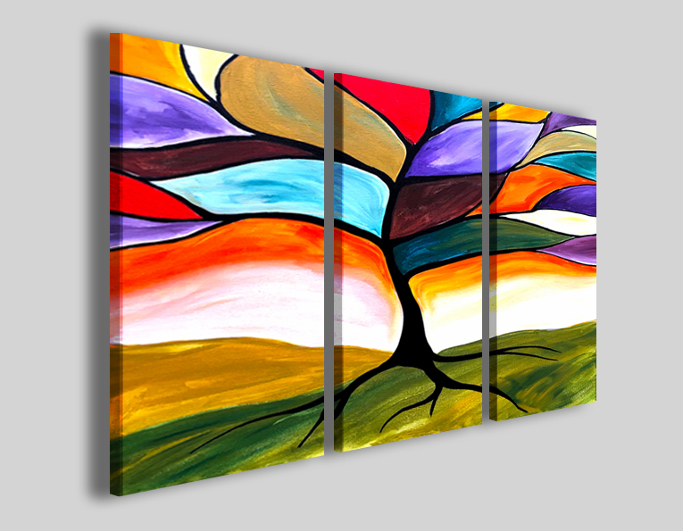 Quadri moderni Glass tree effetto pittura stampa su canvas