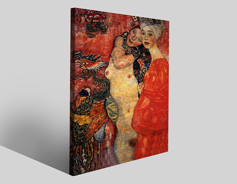 Quadro Stampa su Tela con Telaio in Legno Gustav Klimt - Le amiche